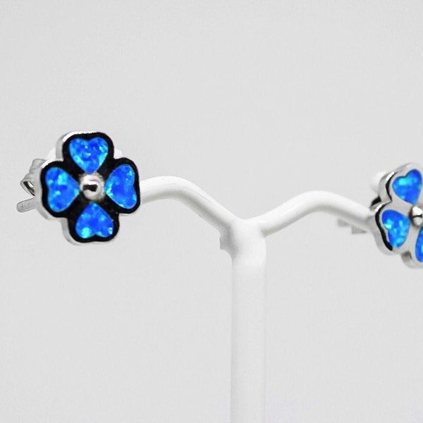 Opal Flower Earrings, Greek earrings, opal earrings, flower silver earrings, Greek jewelry, opal jewelry, gift for wife, Valentine's gift