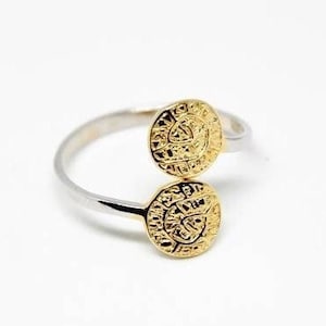 Silver disk Ring, Woman's ring, Greek Ring, Disk two tone jewelry, Phaistos Ring, Greek jewelry, Ring for her, Boho ring, Christmas gift