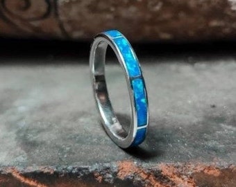 Anillo de plata de ópalo, Anillo de ópalo para mujer, Anillo griego, Joyería griega, Anillo de ópalo azul, Joyería de ópalo, Anillos para ella, Anillos de ópalo de plata