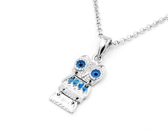 Silver Owl Pendant, Silver Animal Pendant , Opal pendant, Greek Jewelry, Silver Opal Pendant, Gift for wife , Opal Pendant, Christmas gift