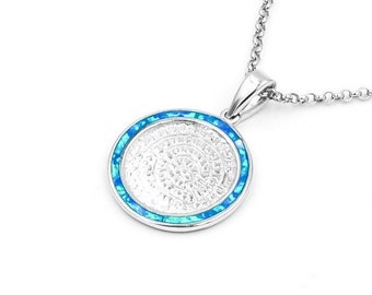 Blauer Opal Anhänger, Anhänger Silber, Geschenk für Frau, Opal Anhänger, Opal Schmuck, griechischer Schmuck, Geburtstagsgeschenk, Opal Anhänger