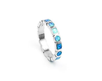 Opal Silver Ring, Opal Ring for Woman, Greek Ring, Greek jewelry, Blue Opal Ring, Opal jewelry, Rings for her, Silver opal rings