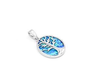 Silber Baum Anhänger, Opal Baum des Lebens Anhänger, griechischer Schmuck, Blauer Opal Baum des Lebens Anhänger, Anhänger Silber, Silber Opal Anhänger