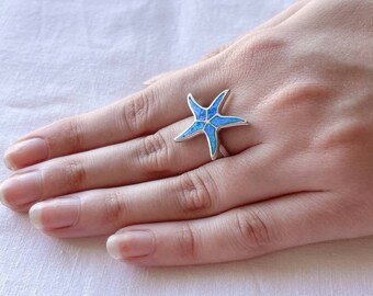 Opaal zilveren ring, opaal ring voor vrouw, Griekse ring, Griekse sieraden, blauwe opaal ring, opaal sieraden, ringen voor haar, zomer opaal ring