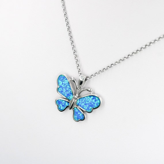 Silver Butterfly Pendant,silver Animal Pendant Opal Pendant