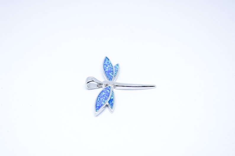 Gift for wife Sterling silver 925 Anniversary gift, Opal jewelry Greek jewelry Opal pendants Blue Opal Dragonfly Pendant
