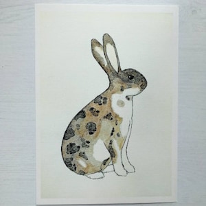 Brown spotted rabbit, original watercolour painting, high quality print, rabbit art, bunny wall decor, watercolor painting, rabbit painting