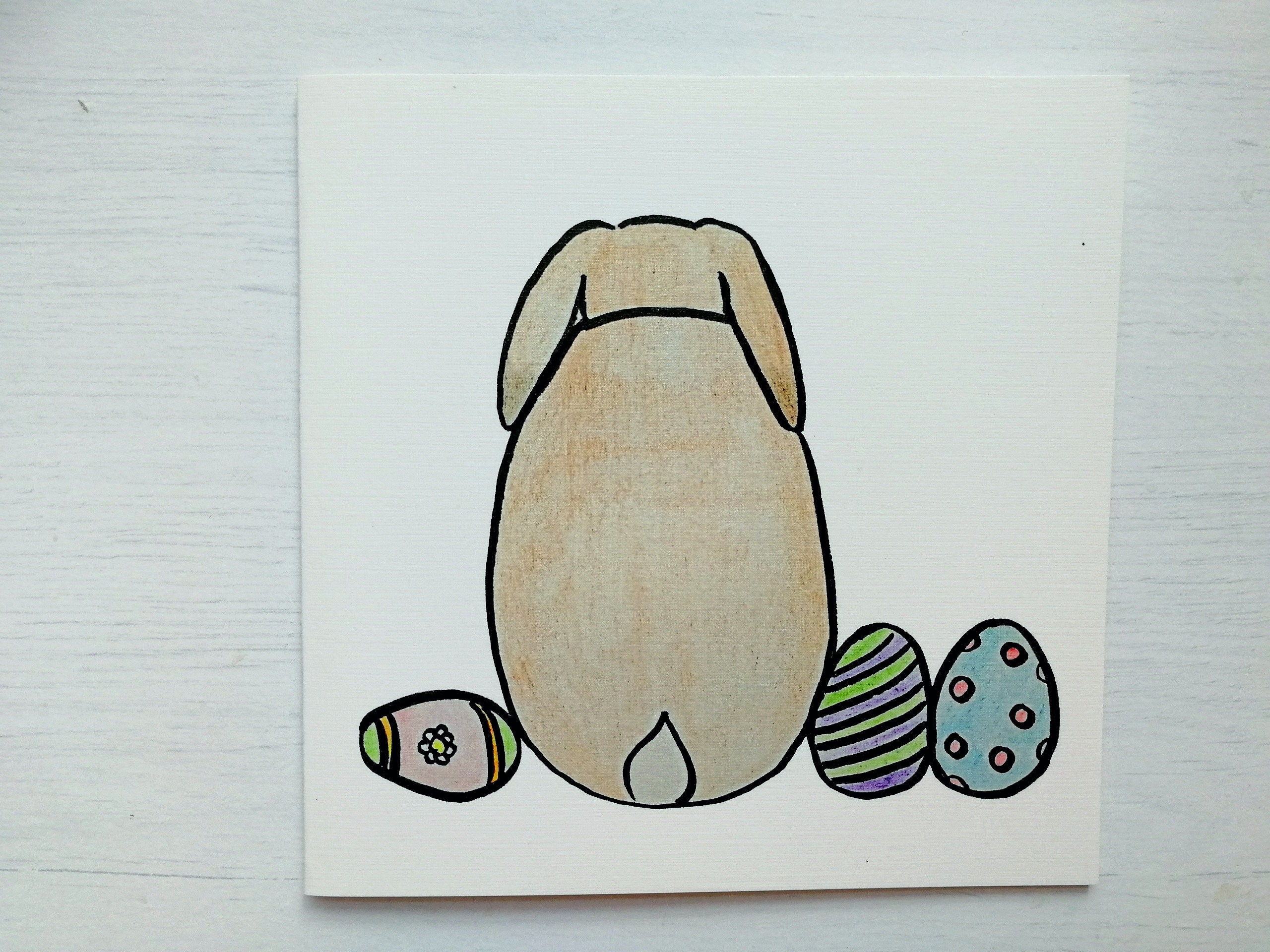 Easter Bunny Hand Drawn High Quality Printed Easter Card - Etsy
