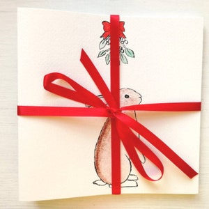 Ensemble de 8 cartes de Noël, Choisissez parmi l’une de mes cartes de Noël mettant en vedette des lapins, des chiens et des oiseaux, cartes faites à la main, cartes de Noël des animaux