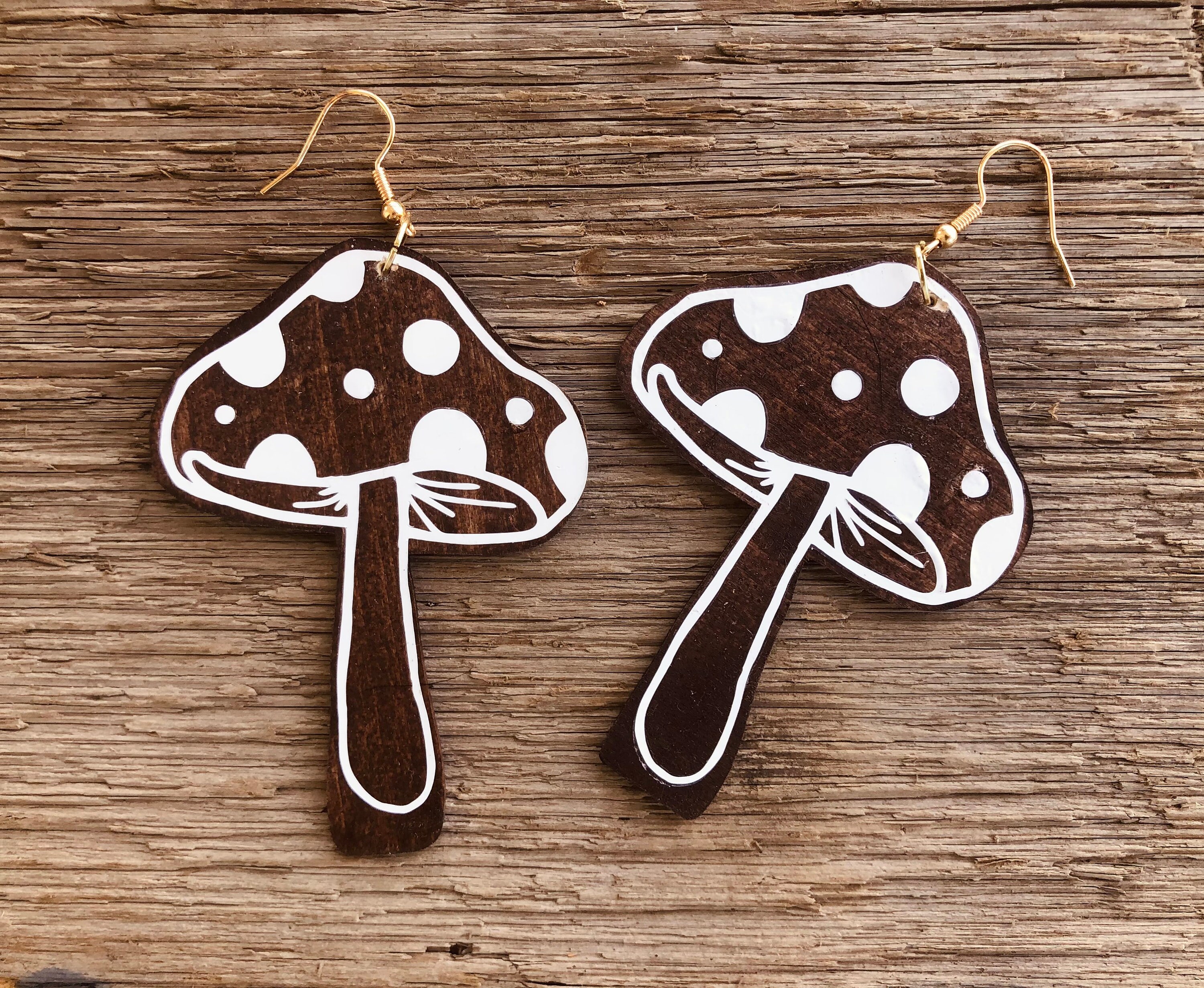 Wood Mushroom earrings