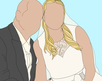 Digital portrait - Custom illustration - faceless - Family-couple-friend portrait -Gift