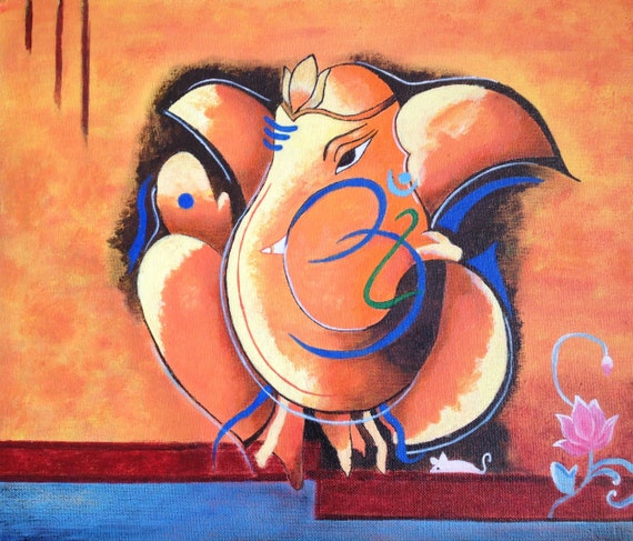 Ganesha Acrylics on Canvas Niloufer Wadia | Simple canvas paintings, Canvas  painting, Ganesha painting