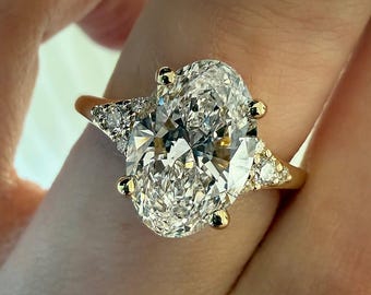 5 Karat Oval Labradorit Diamant Einzigartige Verlobungsring IGI Zertifiziert