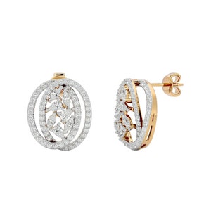 Double Halo Diamond Stud Earrings, Oval Shape, Real & Lab Diamonds, Elegant Sparkle, Lab Diamond Earrings, Lab Created Diamond Earrings
