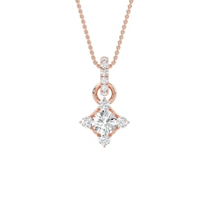 Floral Set Solitaire Diamond Pendant, Diamond Solitaire Pendant, 1 Carat Round Brilliant Cut Diamond Pendant, Natural Diamond Pendant