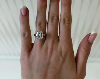 5 Karat Smaragd Schnitt Labor gewachsen Diamant zweifarbiger Verlobungsring
