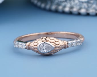 Birne Diamant Cobra Ring, 18k Gold Schlange Ring, Tier Schmuck