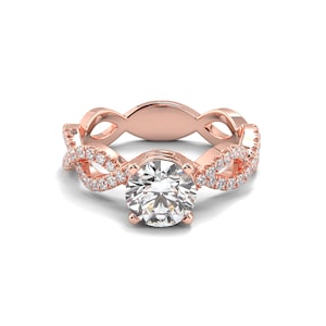 1 Carat Round Cut Diamond Ring - Rose Gold Infinity Engagement Ring - Platinum Infinity Ring - Infinity Promise Rings For Her