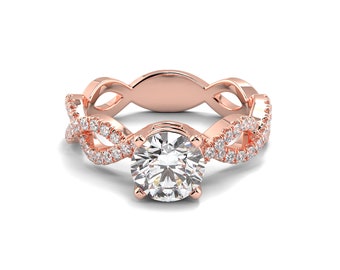 1 Carat Round Cut Diamond Ring - Rose Gold Infinity Engagement Ring - Platinum Infinity Ring - Infinity Promise Rings For Her