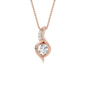 Round Diamond Solitaire Pendant: Bezel Set Engagement Necklace