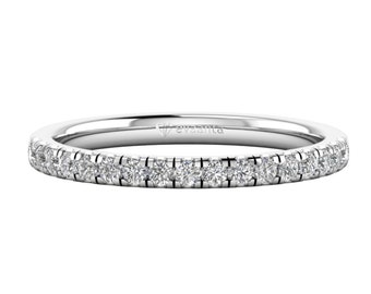 10K Schweizer Gold Diamant halbe Ewigkeit Ehering, Micro Pave Ring