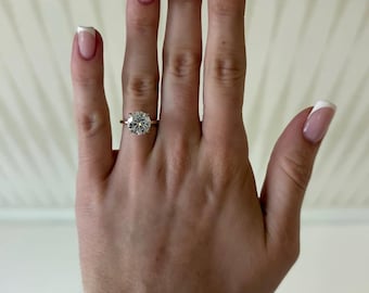5 Karat runder Labor gewachsener Diamant Klauen Prong Verlobungsring