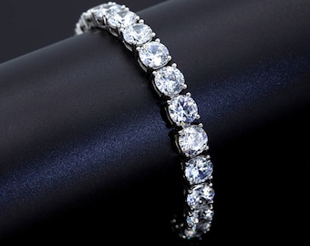 Natürliches rundes Diamant-Tennis-Armband, 14k Gelbgold, (5,2-6,9 Karat)