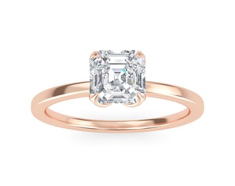 Asscher Cut Engagement Ring - 1 ct Asscher Cut Engagement Ring - Asscher Cut Engagement Ring Gold - Lab Grown Diamond Engagement Ring