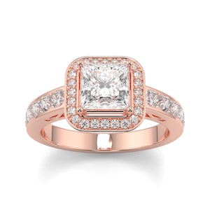 Princess Cut Diamant Halo Verlobungsring: Naturdiamant, IGI-zertifiziert