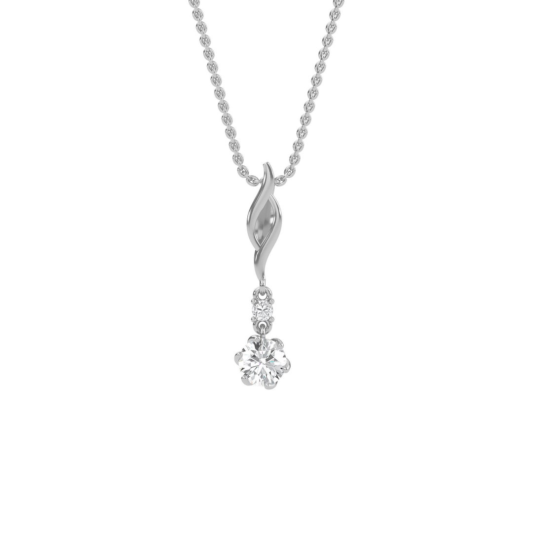 Round Diamond Drop Bar Engagement Pendant, Solitaire Diamond Pendant