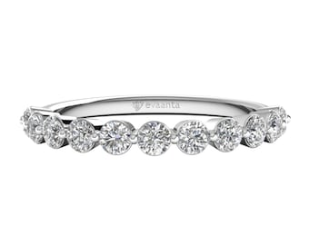 2,5 mm Rundschliff Diamant Ehering, Micro Pave Gemeinsame Prong Ring