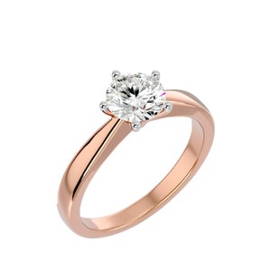 1 Carat Round Brilliant Lab Grown Diamond Solitaire Engagement Ring | Classic Gold Ring | Sustainable & Ethical Bridal Jewelry