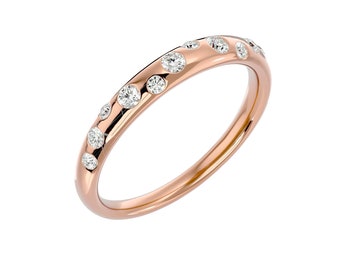 Flush Set Lab Grown Diamond Eternity Ring | Staggered Wedding Band