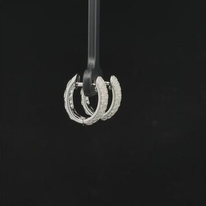 Add timeless sparkle to your jewelry collection with these elegant 14K white gold lab grown diamond hoop earrings. Designed with multiple rows of brilliant lab-grown diamonds, these hoops create a luxurious pavé look with exceptional shine from every angle.