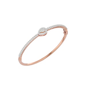 Pear Shape Lab Grown Diamond Bangle Bracelet | Diamond Gold Bangle | 10K 14K 18K Gold | Elegant Lab Diamond Bracelet | Sustainable Jewelry