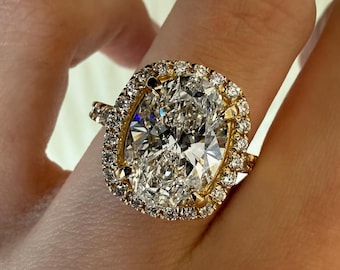 5 Karat Oval Labor Diamant Halo Verlobungsring