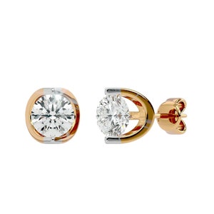 Tension Set Solitaire Diamond Stud Earrings - 2 Carat Round Diamond Earrings - Round Brilliant Cut Diamond Earrings - Diamond Stud Earrings