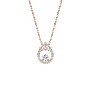 Pear Line Round Diamond Pendant, Round Diamond Pendant, Round Brilliant Cut, Small Diamond Pendant, Tiny Diamond Pendant, Solitaire Pendant