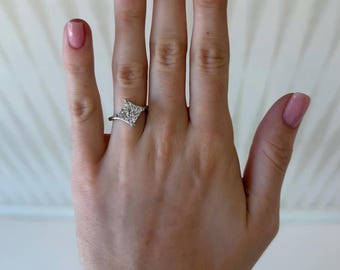 3 Karat Princess Cut Labor Diamanten Verlobungsring in 14K Gold