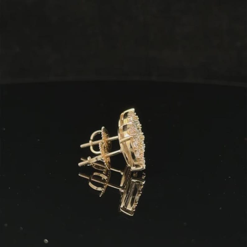 Add brilliant sparkle to your jewelry collection with these elegant 14K yellow gold lab grown diamond earrings. The round design features a sparkling center of carefully arranged lab-grown diamonds surrounded by a pavé diamond halo, creating a beautiful layered look with exceptional brilliance.