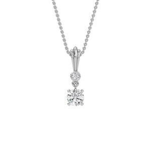 Round Diamond Drop Pendant: Bezel Set Solitaire, Natural Diamond