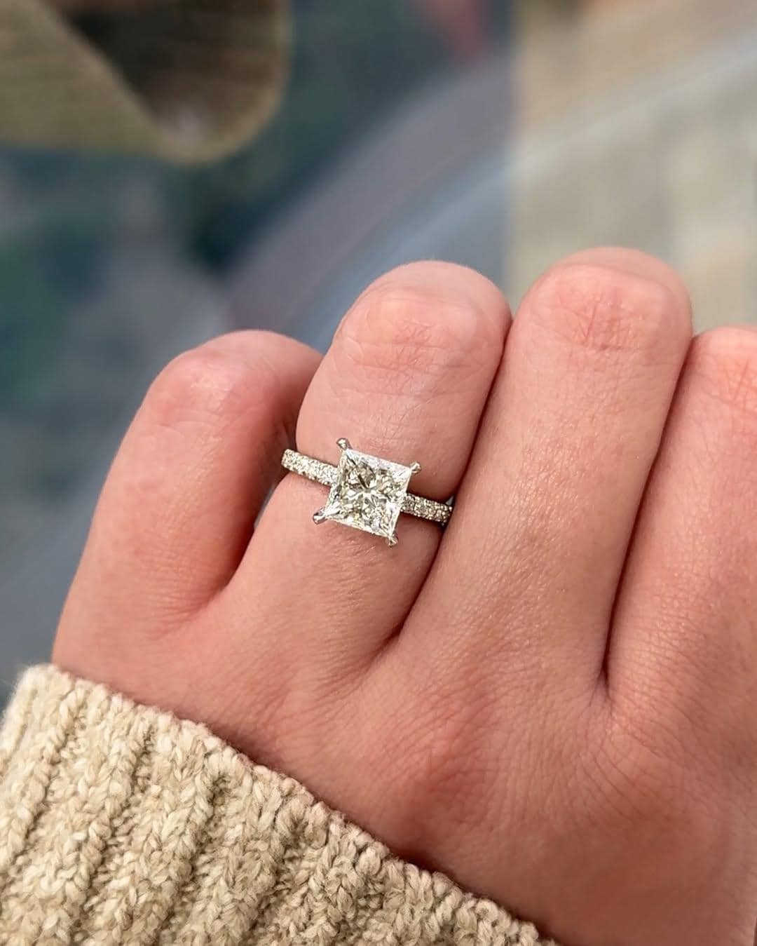 3 Carat Princess Cut Lab Grown Diamond Hidden Halo Engagement Ring - Etsy