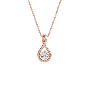Infinity Round Diamond Pendant, Infinity Pendant, 1 Ct Round Diamond Solitaire Pendant, 14K White Gold Cross Pendant, Certified Diamond