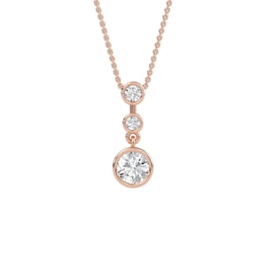 Bezel Set Round Diamond Wedding Pendant, Bezel Set Pendant, 3 Stone Pendant, Diamond Solitaire Pendant, 1 Carat Diamond Pendant