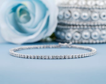 mm Round Brilliant Cut Diamond Tennis Bracelet, Carat Natural  Diamond Eternity Bracelet, 10K Rose Gold Bracelet