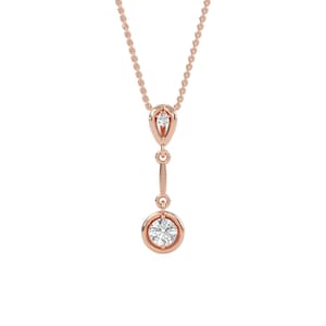 Bezel Set Lab Grown Diamond Pendant: Rose Gold Wedding Jewelry