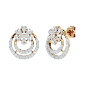 Floral Loop Fancy Shape Diamond Earrings