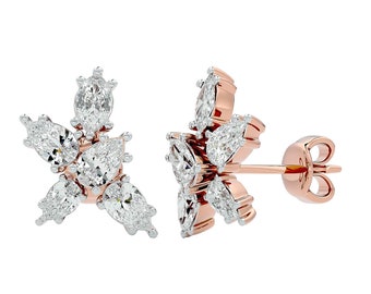 Marquise & Pear Cut Lab Grown Diamond Stud Earrings