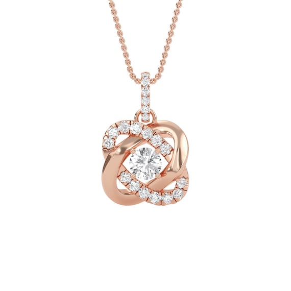Love Knot Round Diamond Pendant Classic Circle of Love Diamond