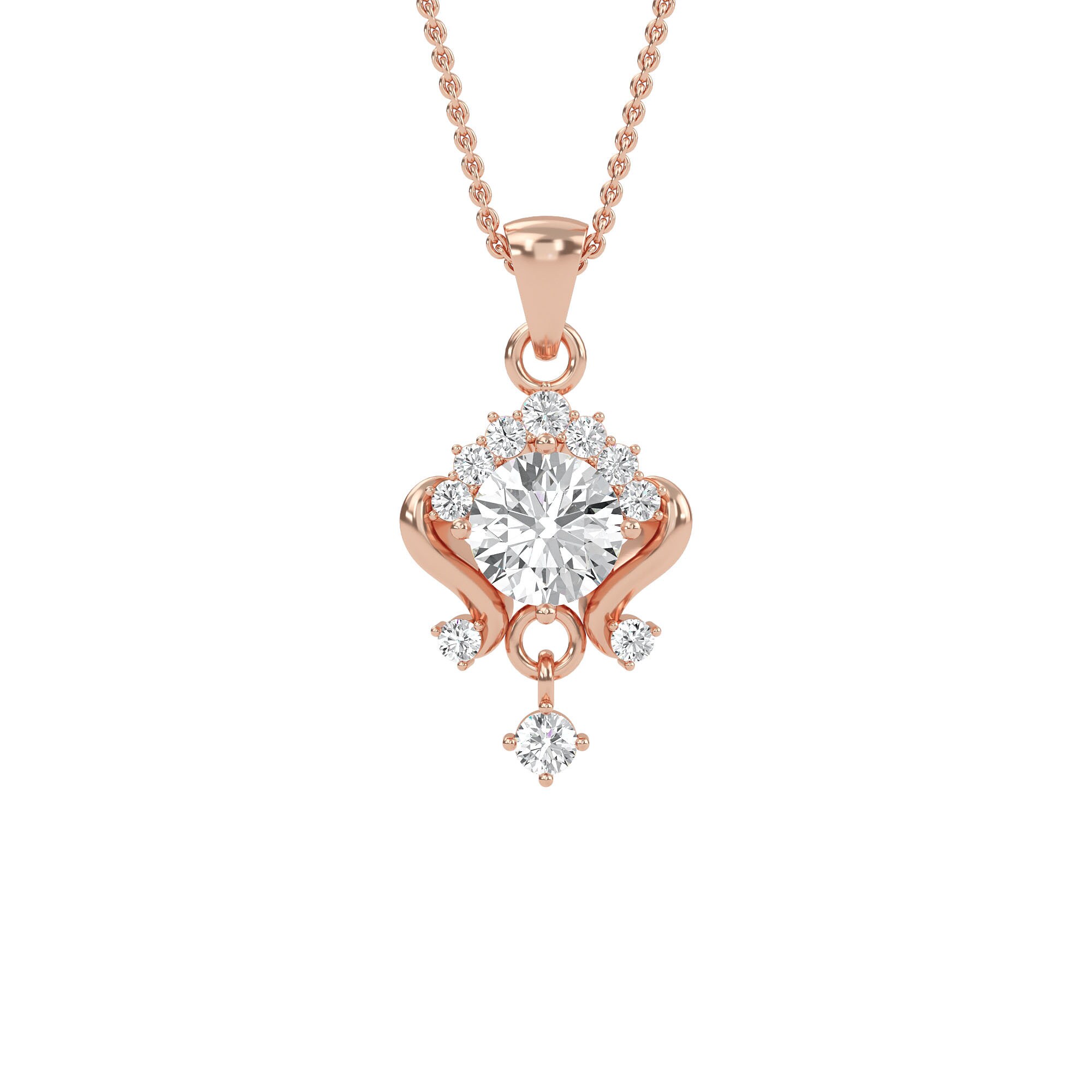 Solitaire Diamond Round Crown Wedding Pendant, Diamond